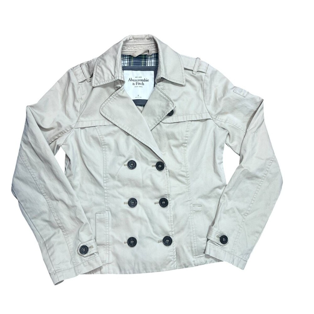 Abercrombie & Fitch Trench Cotton Jacket Beige Double Breasted Coat Women’s M